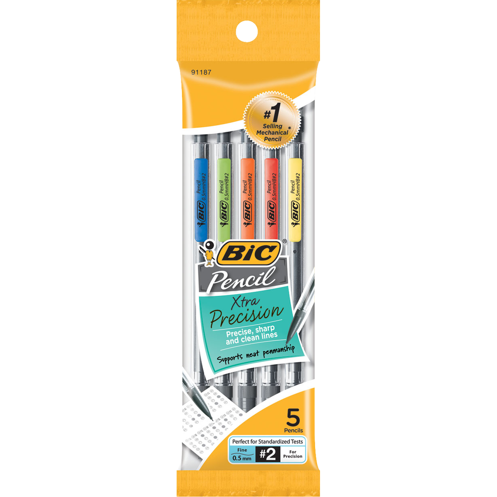 Xtra Precision Mechanical Pencil Clear Barrel .5mm Black 5Pk BP