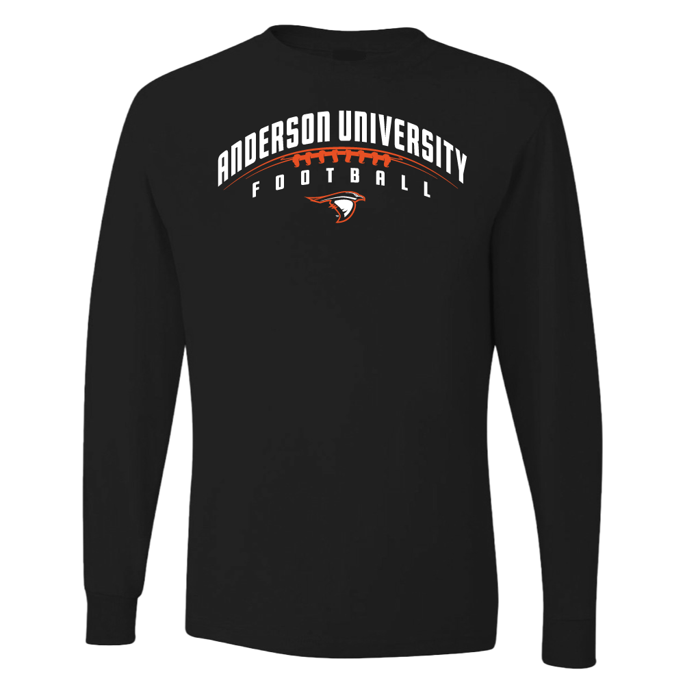 Long Sleeve Football Tee, Black (F24)