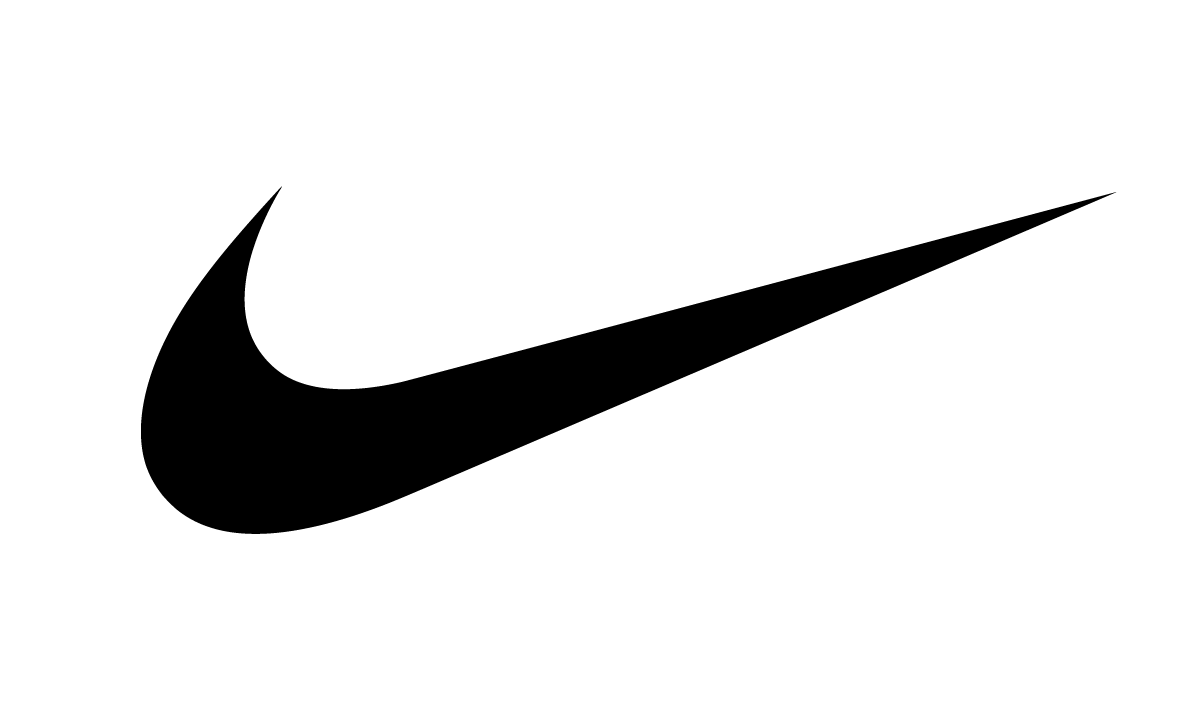 Black Nike logo on a white background