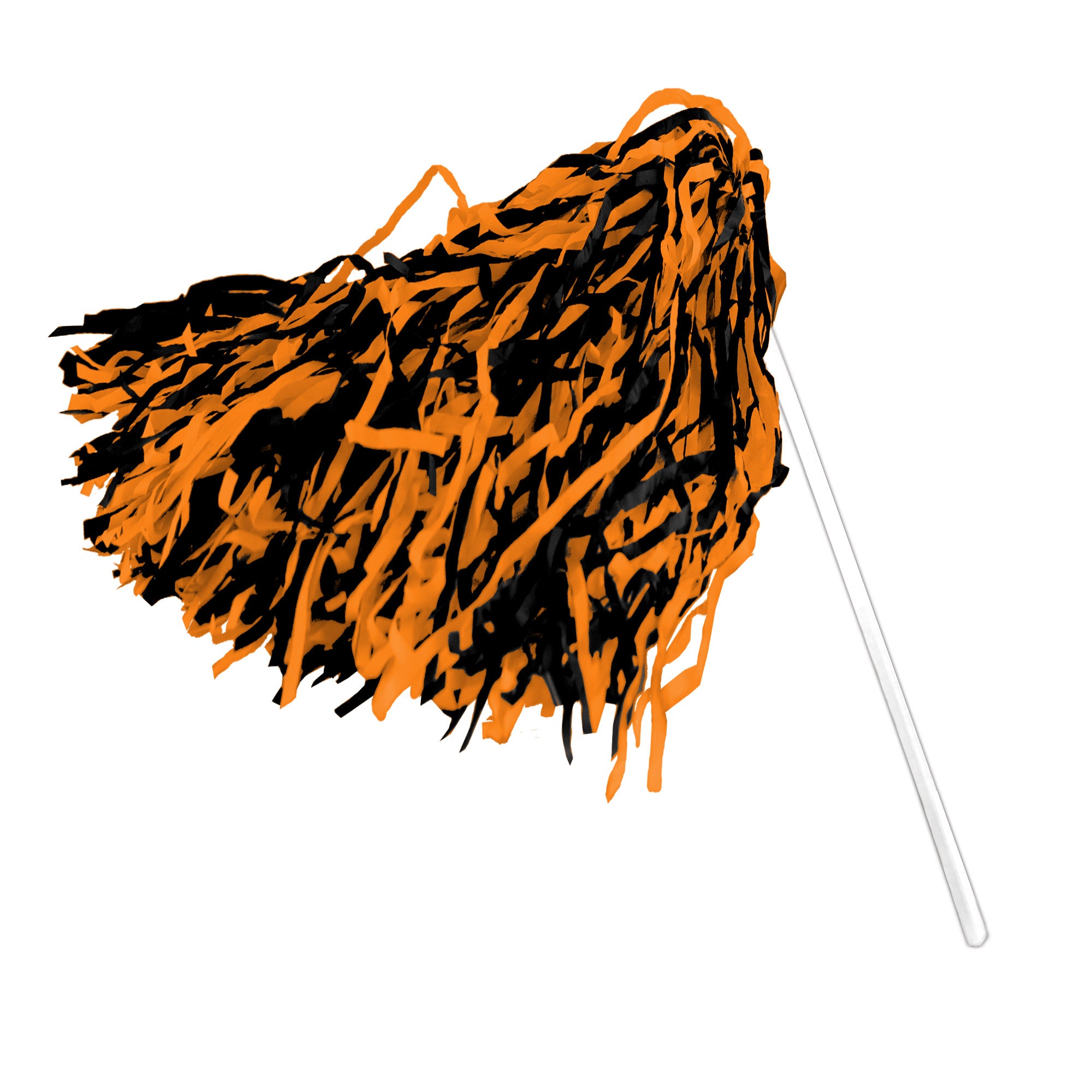 Poms With Plastic Stick | Orange/Black