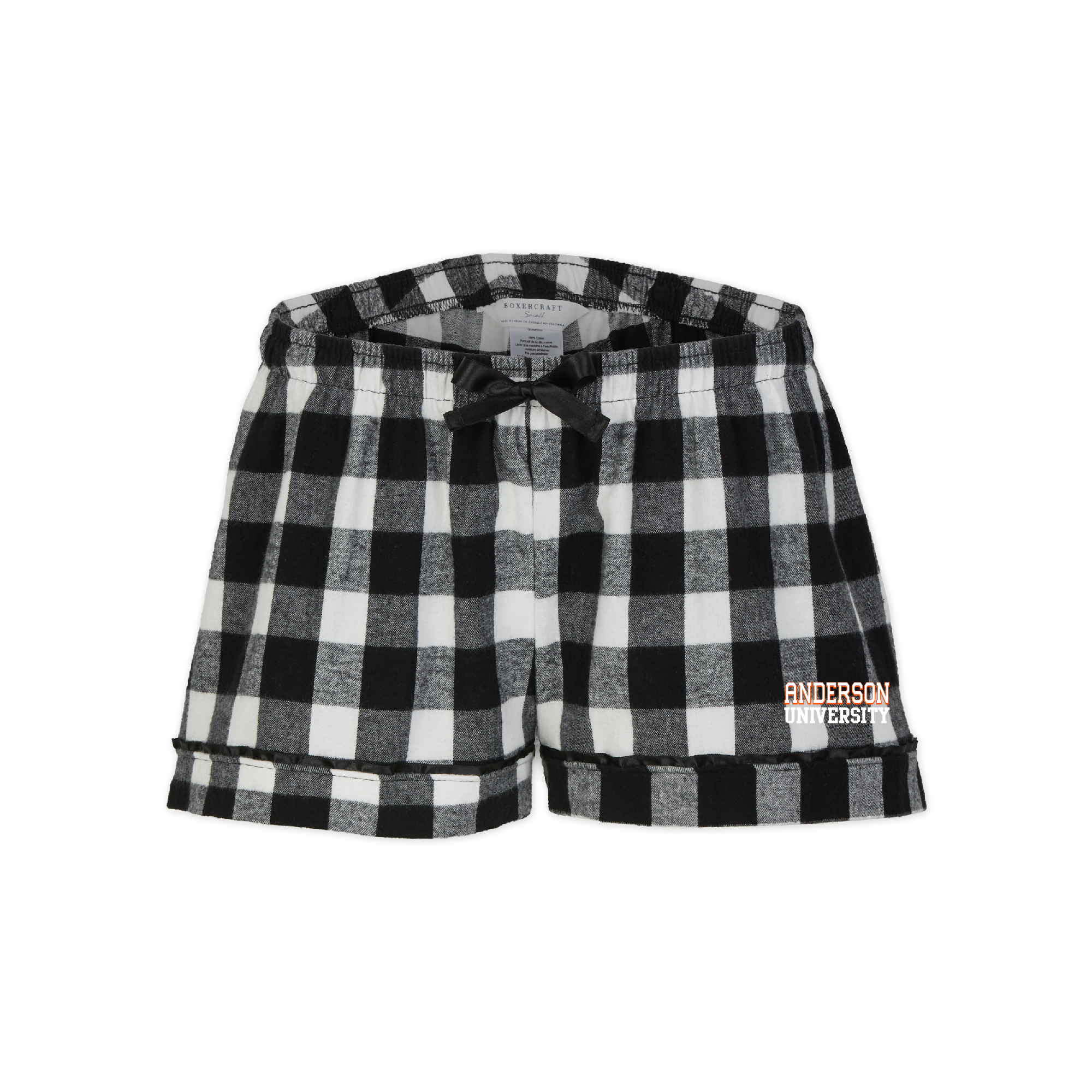 Women's Flannel Short | Black/Orange/White Plaid