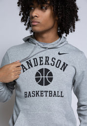 Person wearing a gray hoodie with 'Anderson Basketball' text and Nike logo.