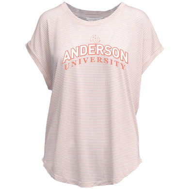 Daytrip Soft Striped Capped Sleeve Tee, White/Tiger Lily (F22)