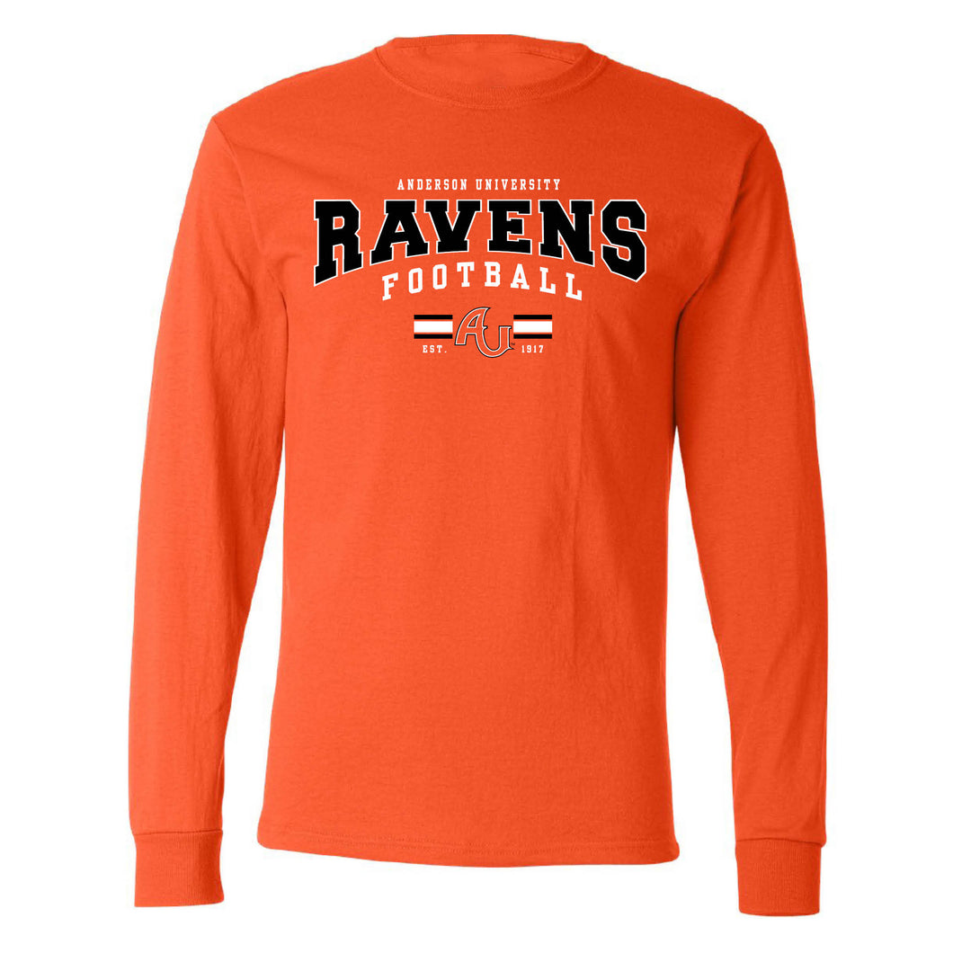Bar Stripes Football Long Sleeve Tee, Orange (FB22)